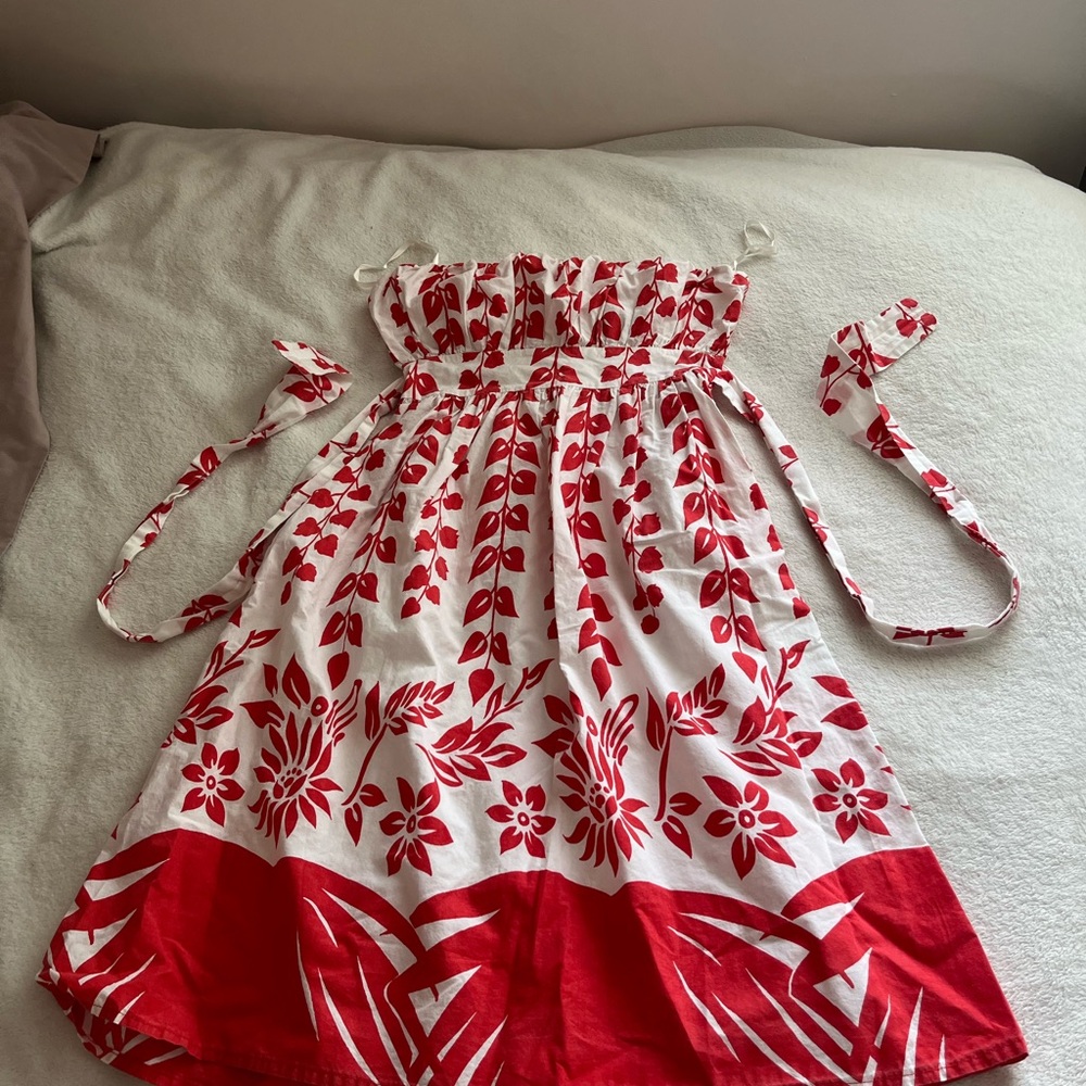 Red and White Sleeveless Sundress 100% cotton
